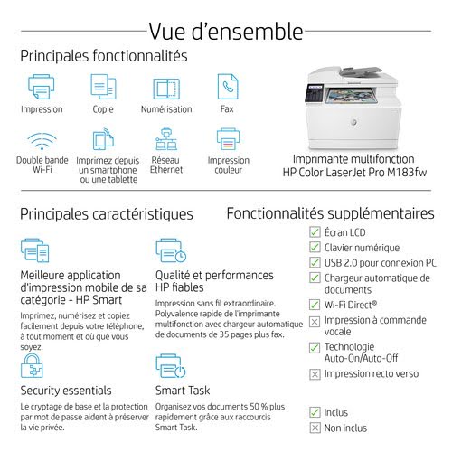  Color LaserJet Pro MFP M183fw (7KW56A#B19) - Achat / Vente sur grosbill-pro.com - 6