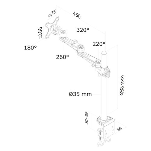 Desk Mount 10-30" Clamp FullMotion SILVR - Achat / Vente sur grosbill-pro.com - 2