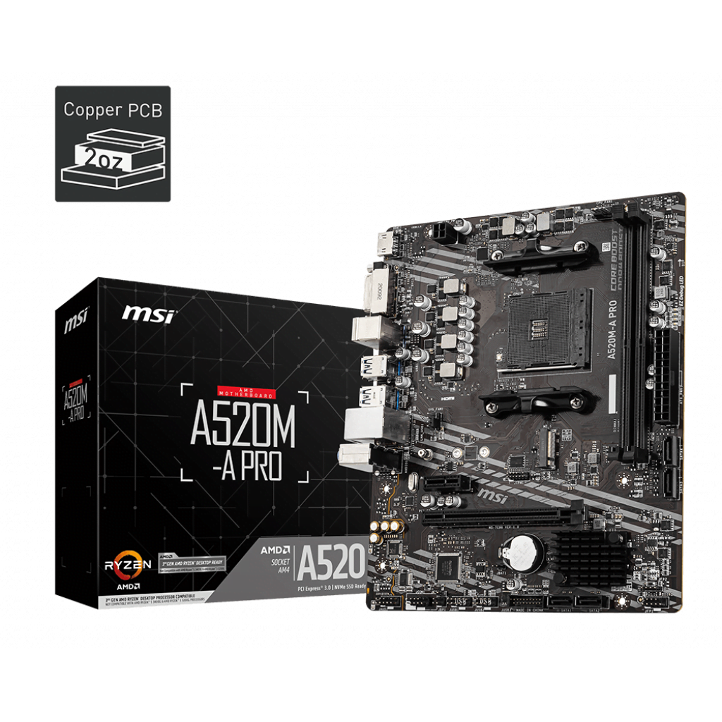 MSI A520M-A PRO Micro-ATX  - Carte mère MSI - grosbill-pro.com - 0