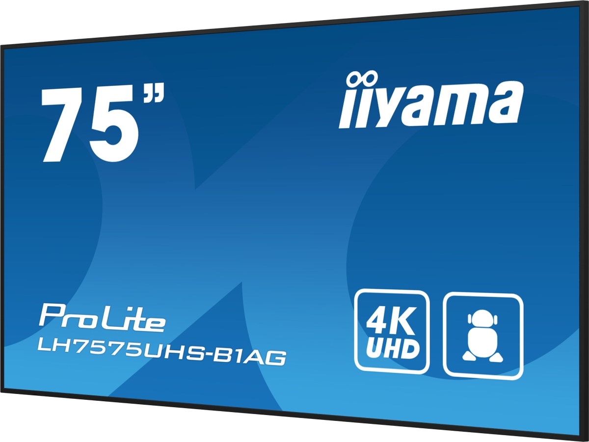 Iiyama LH7575UHS-B1AG - 75" 4K Andoid RJ45/Wifi Lecteur Multimédia (LH7575UHS-B1AG) - Achat / Vente Affichage dynamique sur grosbill-pro.com - 1