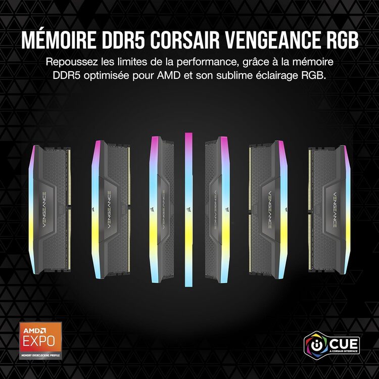 Corsair Vengeance RGB 32Go (2x16Go) DDR5 6000MHz - Mémoire PC Corsair sur grosbill-pro.com - 2