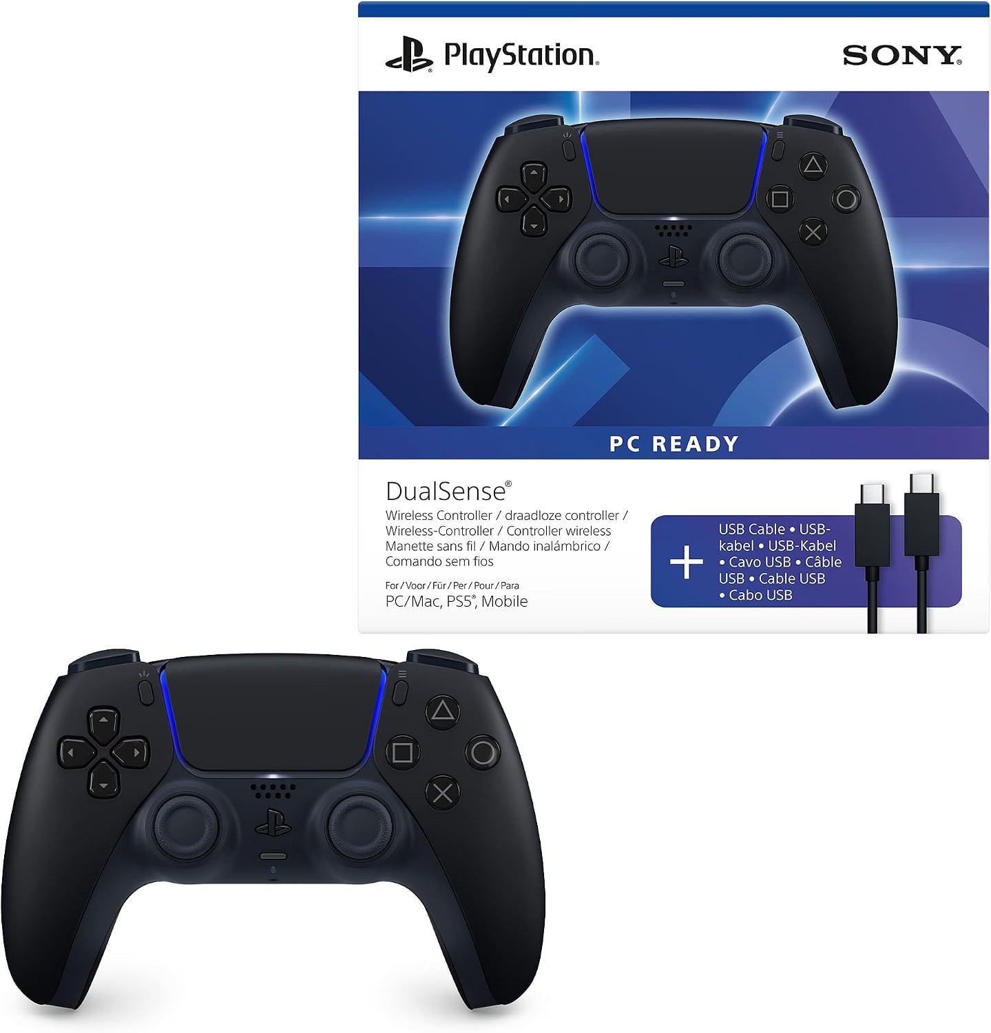 Sony Manette DualSense Midnight Black - PC/PS5/Mac/Mobile