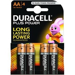 image produit Duracell Lot de 4 Piles Alcaline 1,5V LR06 - Plus Power AA  Grosbill