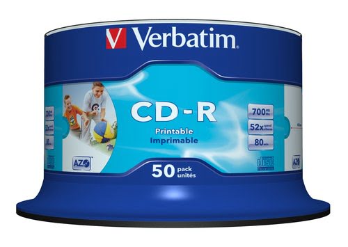Grosbill Consommable stockage Verbatim CD-R/700MB 80Min 52x Print Wid 50pk Spin