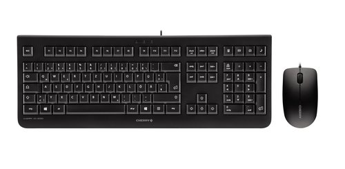 Grosbill Clavier PC Cherry DC 2000 Ensemble Clavier & Souris filaires, noir, USB, AZERTY - FR