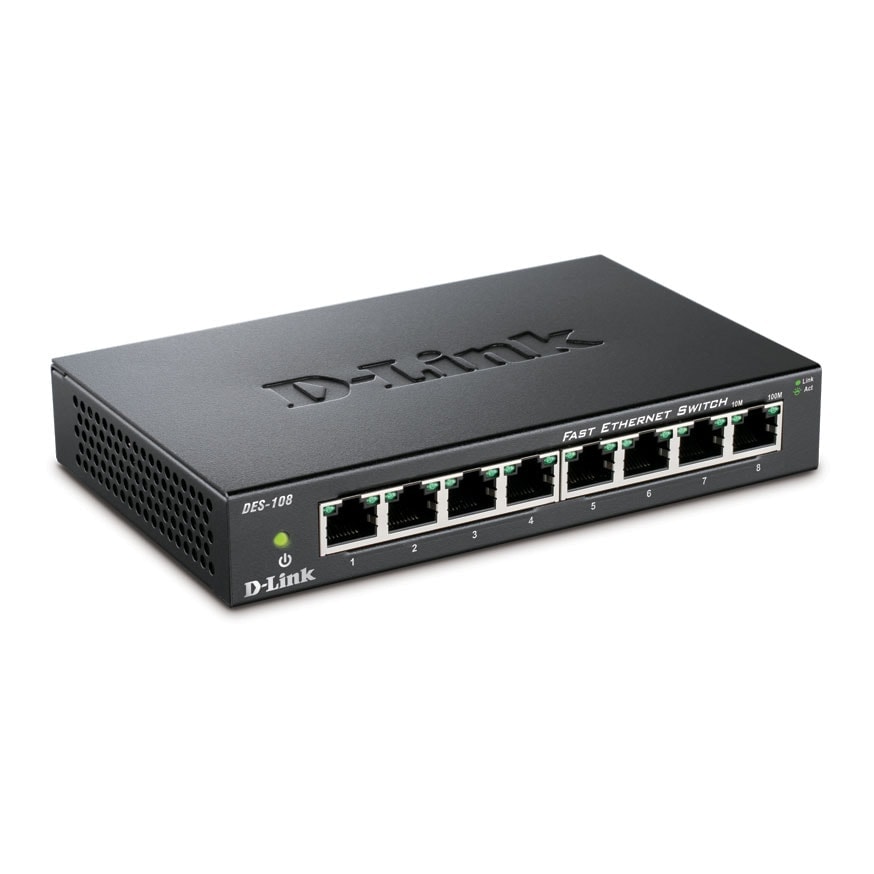 Switch D-Link 8 ports 10/100 boitier métal - DES-108 - grosbill-pro.com - 2