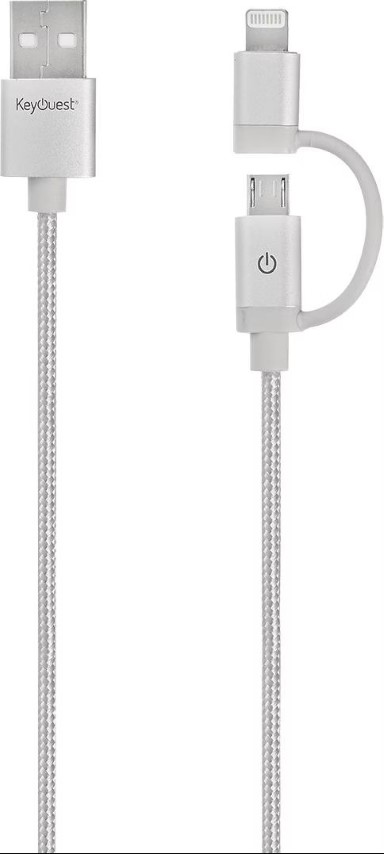 Câble USB/Lightning/Micro USB-B - 1.2m - Gris#