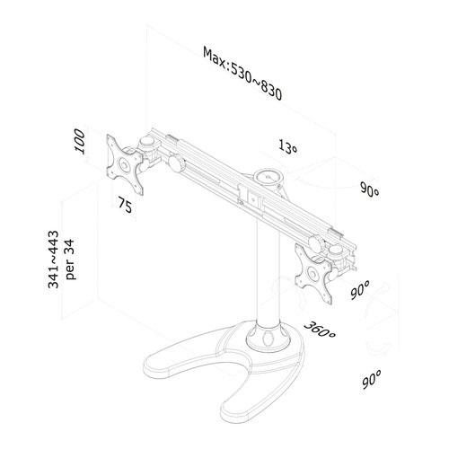 Desk Mount Stand Dual 10-30" BLACK - Achat / Vente sur grosbill-pro.com - 2