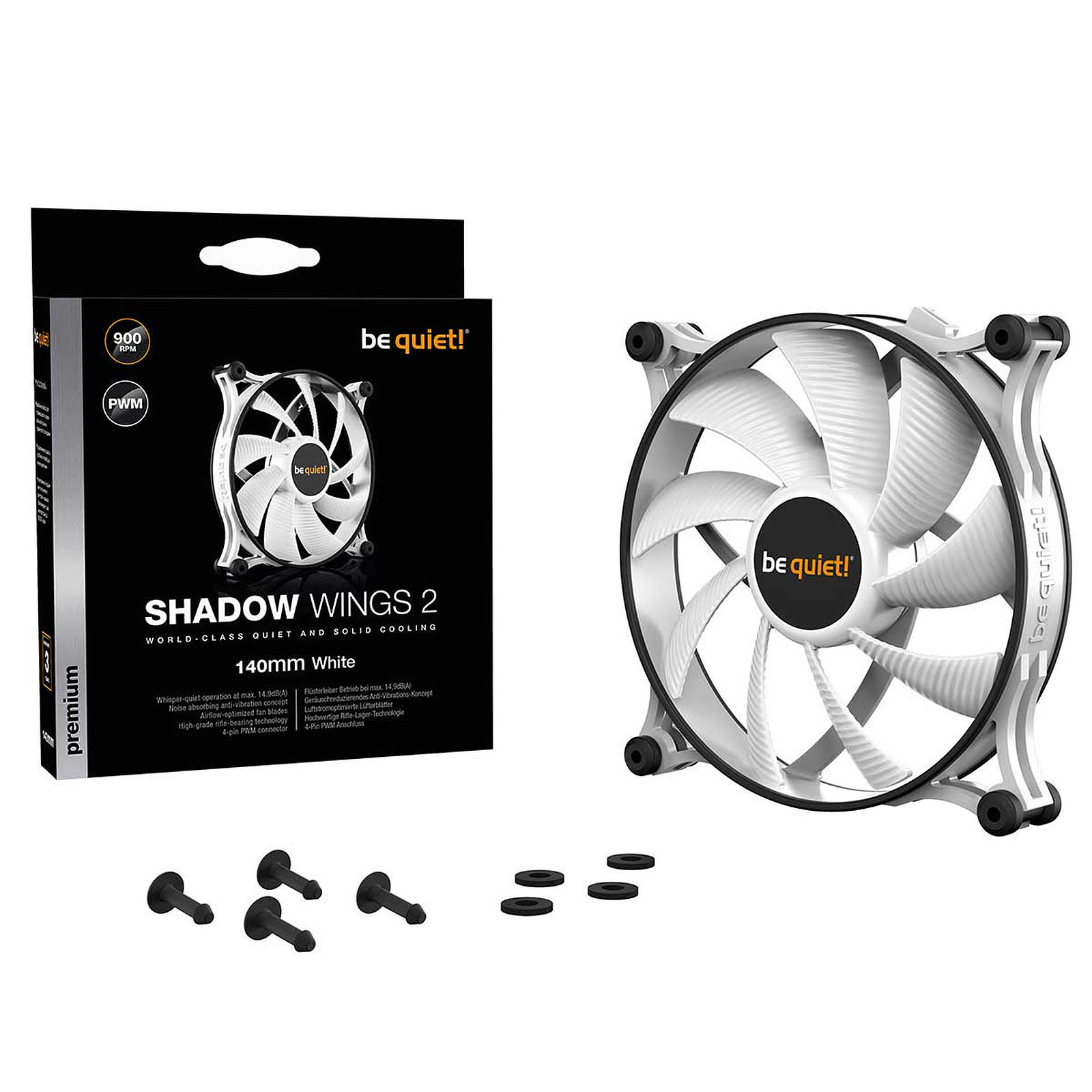 Be Quiet! Shadow Wings 2 140mm White - Ventilateur boîtier - 1