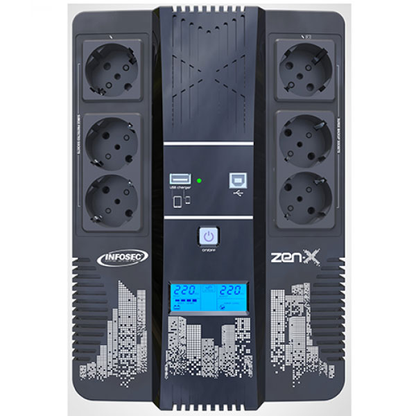 ZEN-X 600VA - 6 prises SCHUKO/RJ11/RJ45 - Onduleur Infosec - 3