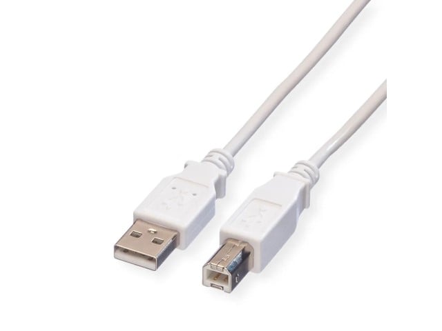 VALUE Câble USB-A 2.0 vers USB-B mâle/mâle- 1,8m - Blanc