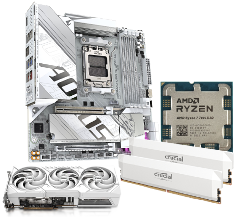 9070 Pure + 7800X3D + B850M W + 2x16Go W