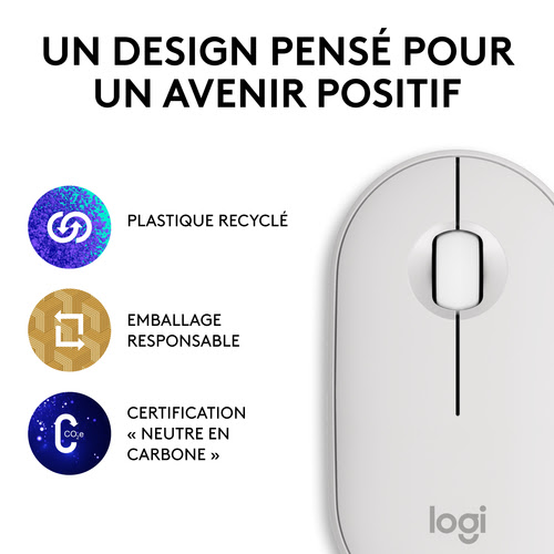 Logitech PEBBLE M350S White - Souris PC Logitech - grosbill-pro.com - 11