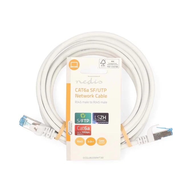 Nedis Câble RJ45 Cat6a S/FTP - 3m - Blanc