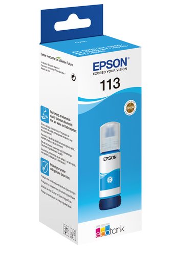 Flacon EcoTank 113 Cyan pour imprimante Jet d'encre Epson - 1