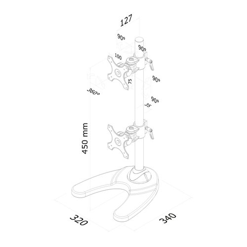 Desk Mount Dual 10-27" Grom BLACK - Achat / Vente sur grosbill-pro.com - 2