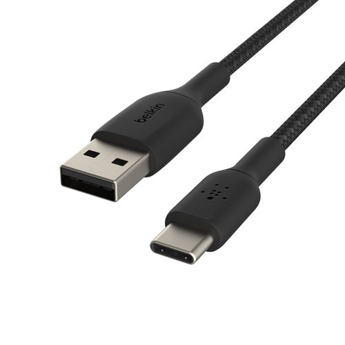 USB-A to USB-C Cable Braided 1M Black - Achat / Vente sur grosbill-pro.com - 0