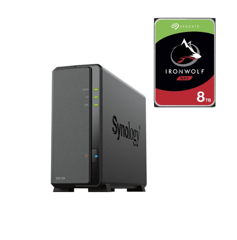 Synology DS124 - 1 Baie avec 1 disque de 8To  - Serveur NAS - 0