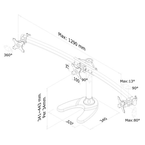 Desk Mount 3xScreen 10-27" BLACK - Achat / Vente sur grosbill-pro.com - 2