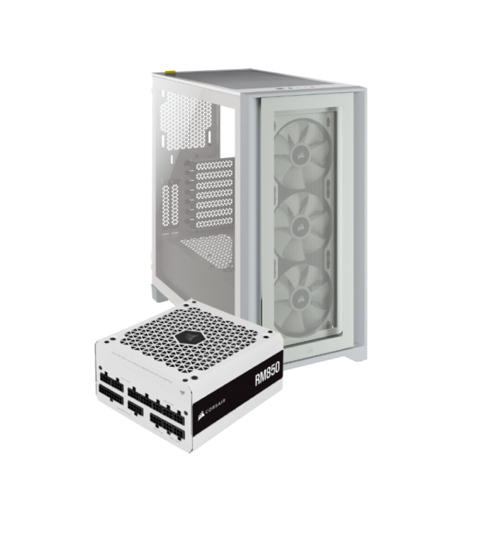 iCUE4000X RGB Tempered Blanc + RM850 80Gold Blanc