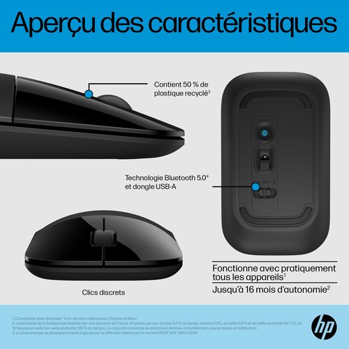 HP Z3700 Dual BLK Wireless Mouse EMEA-IN - Achat / Vente sur grosbill-pro.com - 8