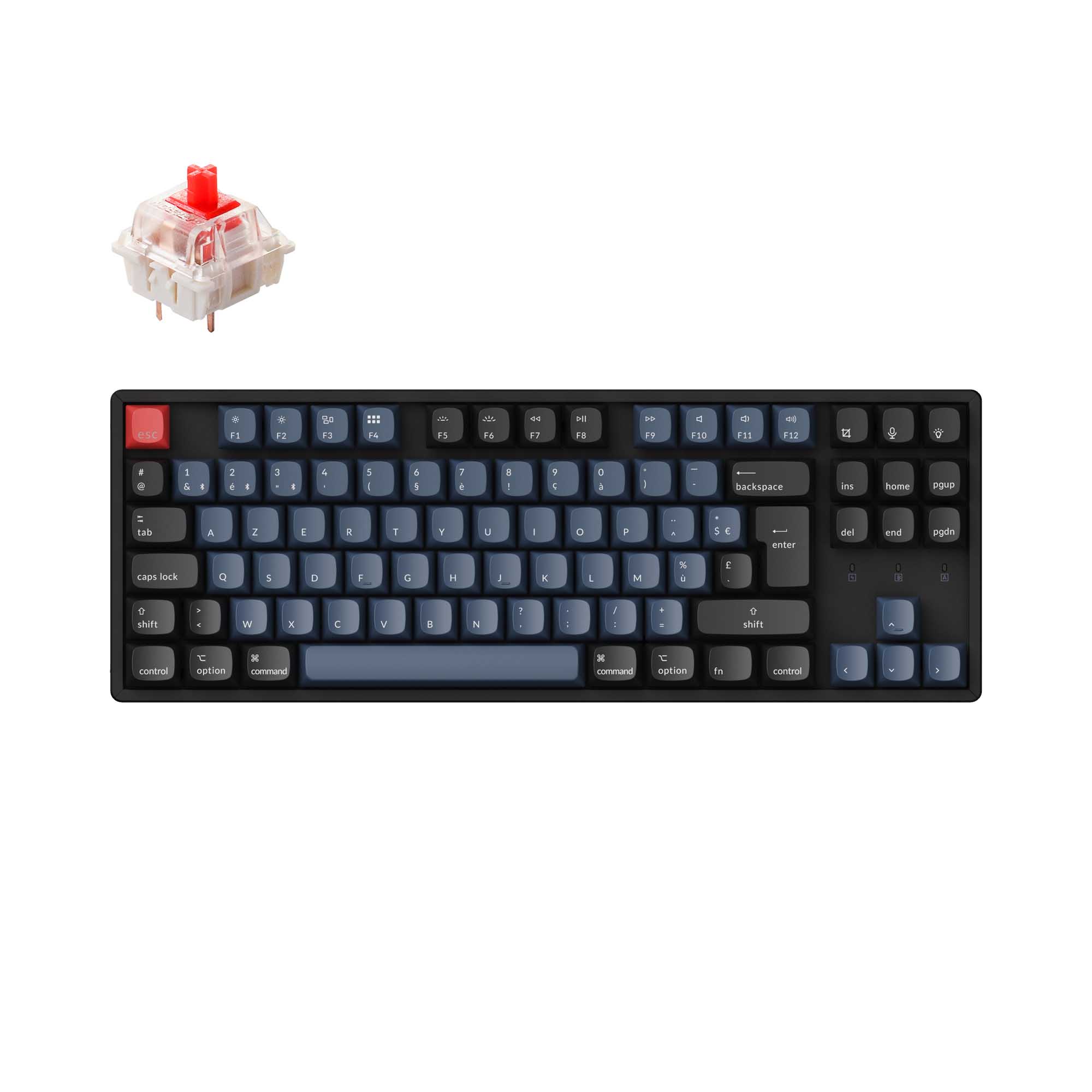 Grosbill Clavier PC Keychron K8 PRO QMK RGB - Noir/Sans fil/TKL/Switch Rouge