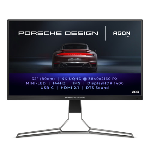 Grosbill Ecran PC AOC Porsche PD32M 31.5" 4K/144Hz/1ms/IPS/HDR10/USB-C