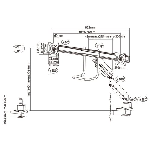 NewStar NeoMounts Flat Screen Desk mount - Achat / Vente sur grosbill-pro.com - 12