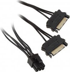 Adapateur 2xSATA/PCIe 6 broches - 10 cm - Noir#