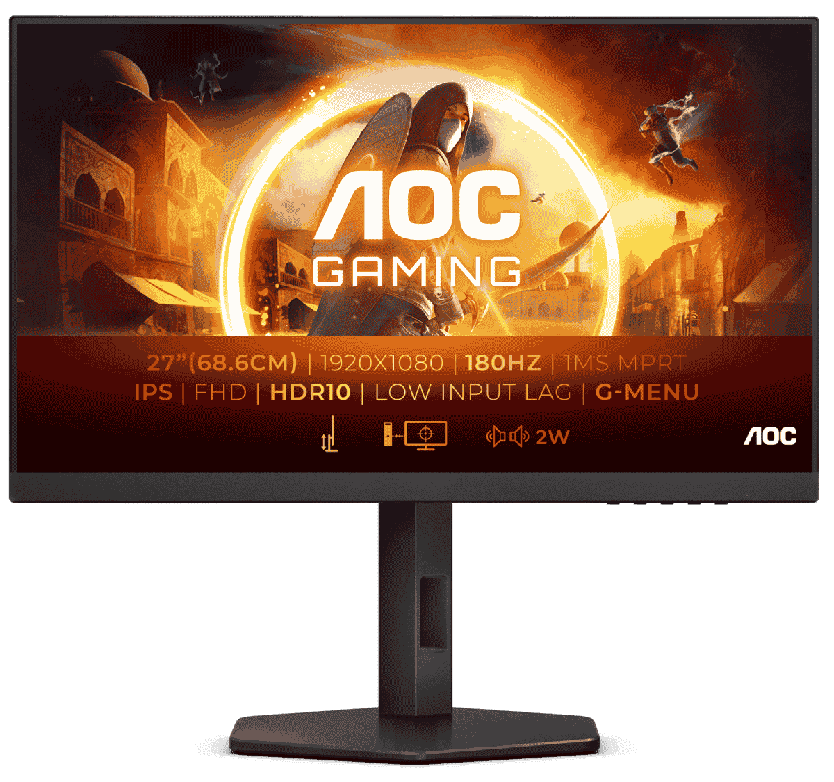 AOC 27G4XE - 27" FHD 180Hz IPS 1ms HDR FreeSync Compatible G-Sync-Seconde Vie — vue 1