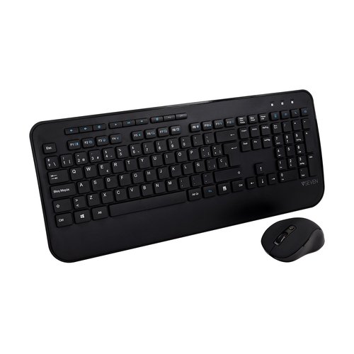 Grosbill Clavier PC V7 Clavier QWERTY espagnol complet avec repose-mains CKW300ES – Noir