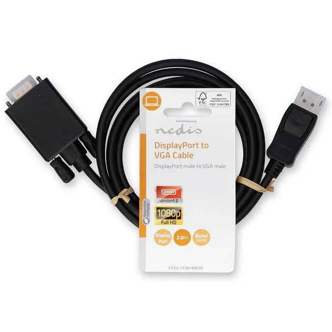 Nedis Câble DisplayPort vers VGA mâle/mâle - 2m - Noir
