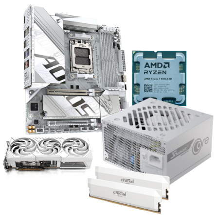 9070 Pure + 9800X3D + B850M W + 2x16Go W + 750W W