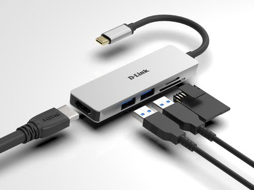 D-Link 5 ports - USB-C vers HDMI/USB/Micro SD/SD - Hub D-Link - 2