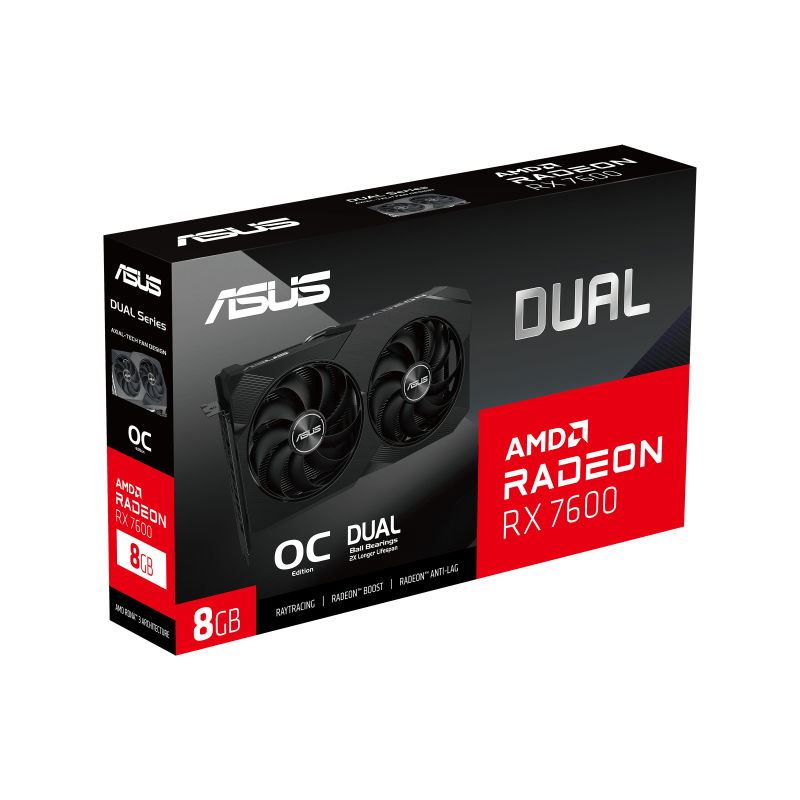 Asus DUAL-RX7600-O8G-V2  - Carte graphique Asus - grosbill-pro.com - 1