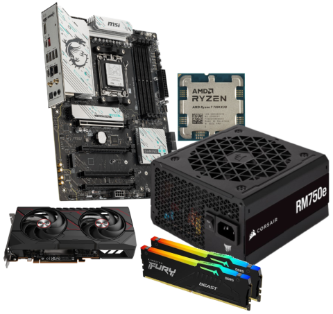 9060XT Pulse + 7800X3D + B850 + 2x16Go + 750W