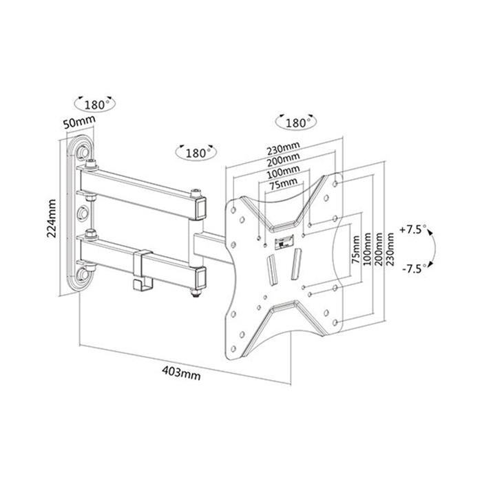 Support mural articulé 3 axes pour écran 23"-42" - Accessoire écran - 1