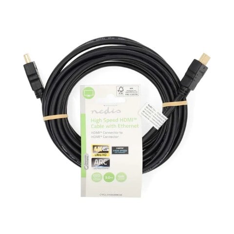 Nedis Câble HDMI HighSpeed + Ethernet mâle/mâle - 5m - Noir
