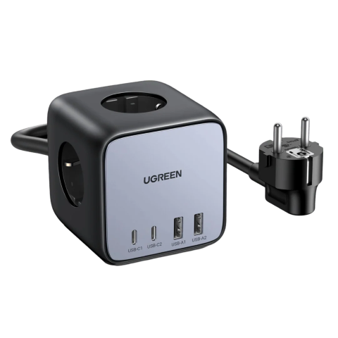 Station de charge cube 7 ports - 65W - Noir/Gris