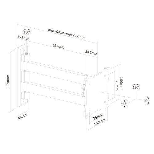 Wall Mount 10-27" Tilt/Swivel BLACK - Achat / Vente sur grosbill-pro.com - 2