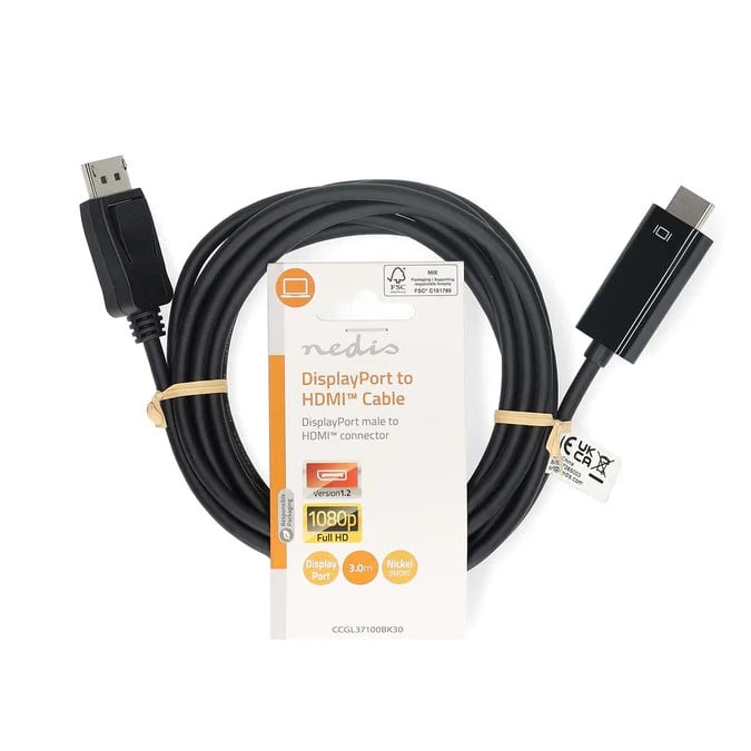 Nedis Câble DisplayPort vers HDMI - 3m - Noir