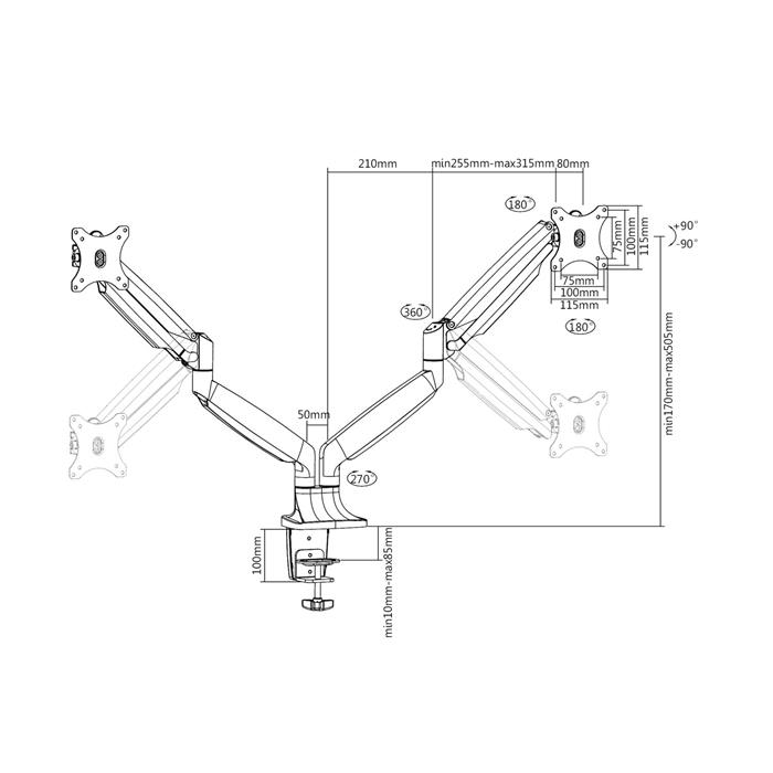 Kit rail de fixation slatwall + 2 pieds de table + support écran