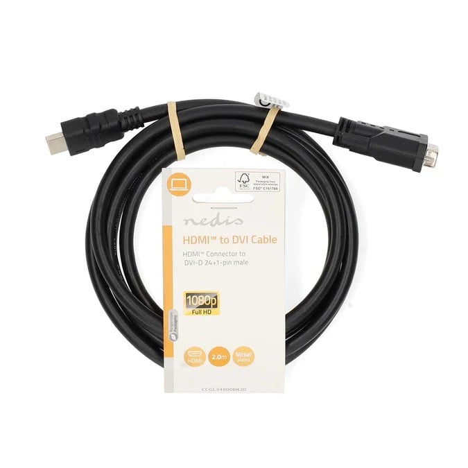 Nedis Câble HDMI vers DVI-D - 2m  - Noir