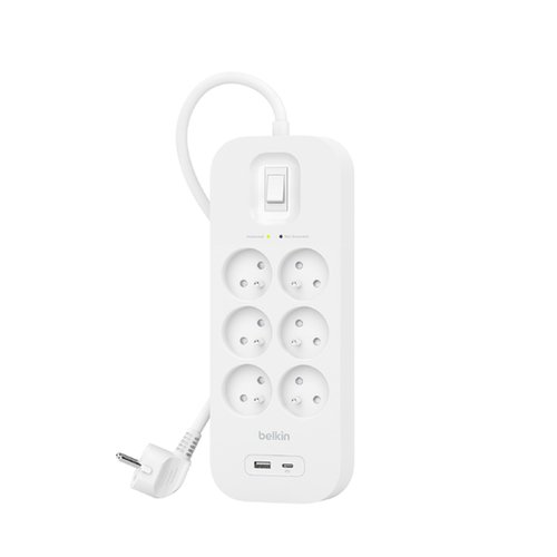 Grosbill Parasurtenseurs - Multiprises Belkin Surge Protection with USB C 6 Outlet