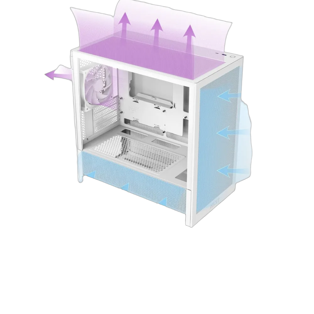 NZXT H3 Flow Blanc - MT/Sans Alim/mATX — vue 10