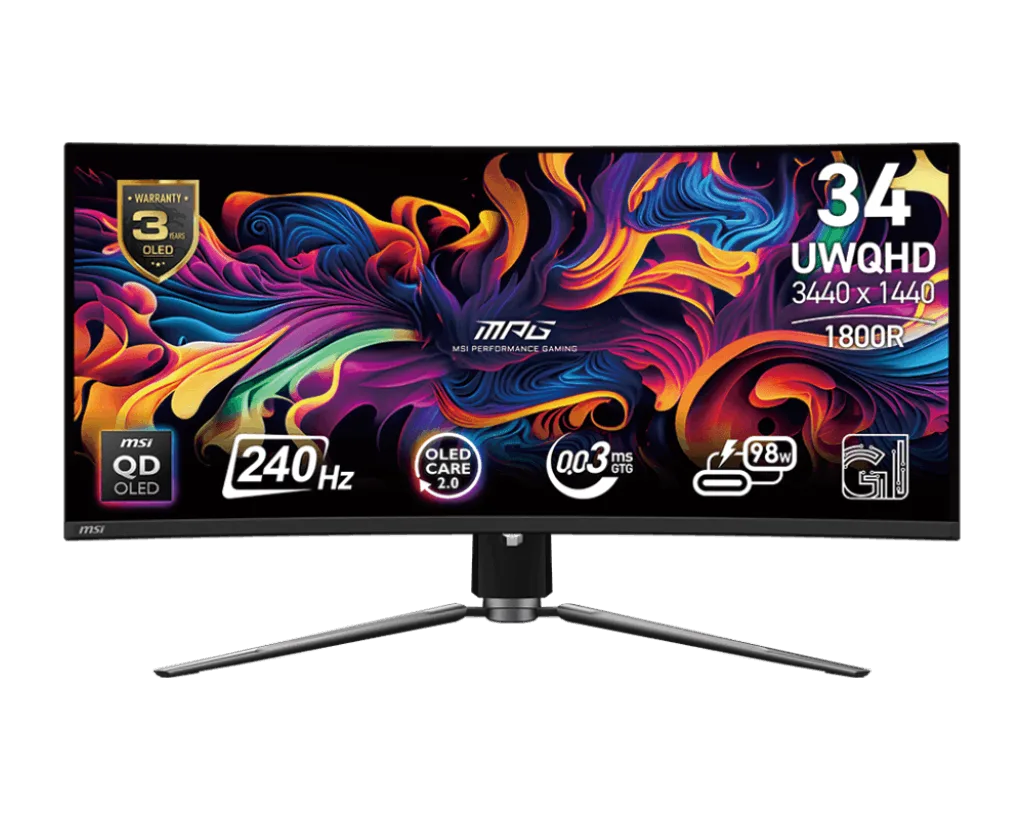 MSI MPG 341CQPX QD-OLED - 34" CURVE QD-OLED UWQHD 240Hz 0.03ms — vue 1