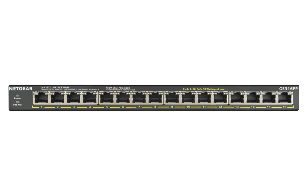 Netgear 16 ports Gigabit POE+ - GS316PP — vue 2