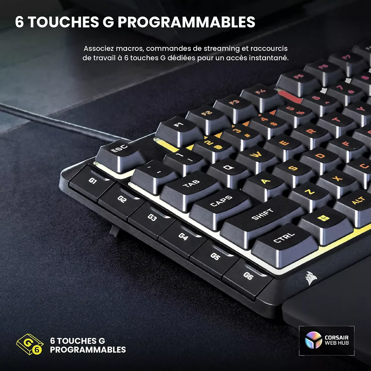 Corsair Skiff 100 Plus - Membrane - Filaire - RGB - Noir — vue 8
