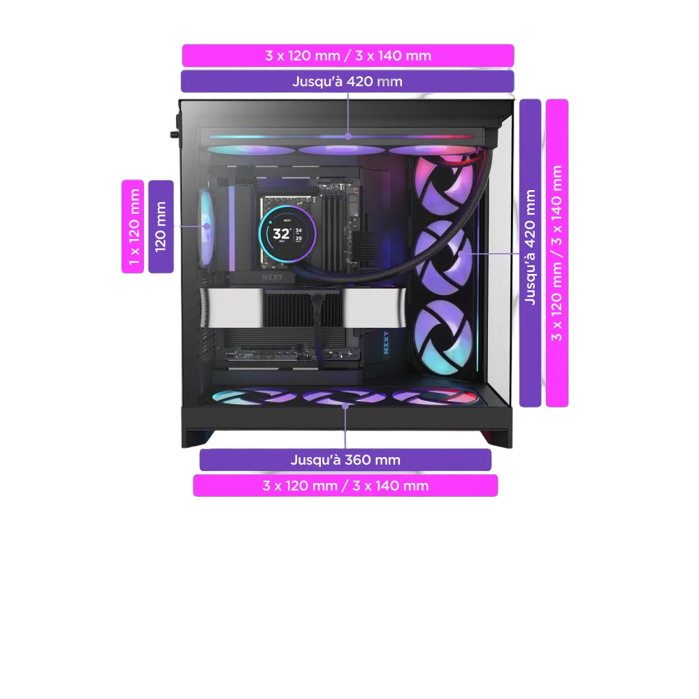 NZXT H9 Flow RGB Noir - MT/Sans Alim/E-ATX — vue 10