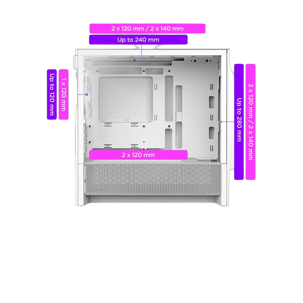 NZXT H3 Flow Blanc - MT/Sans Alim/mATX — vue 9